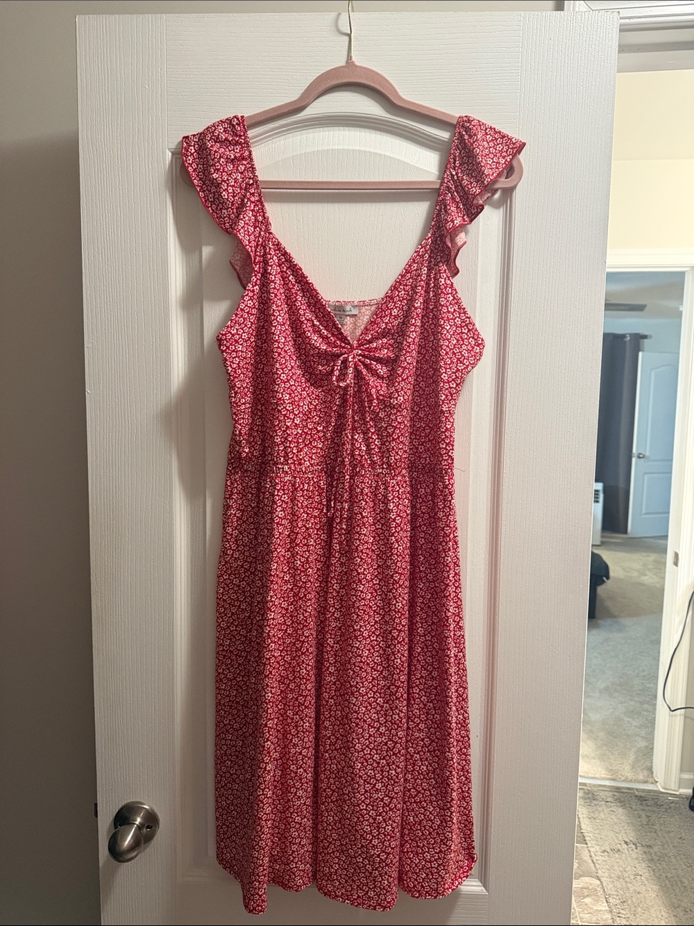 white birch Red Floral Tie-Front Sundress
